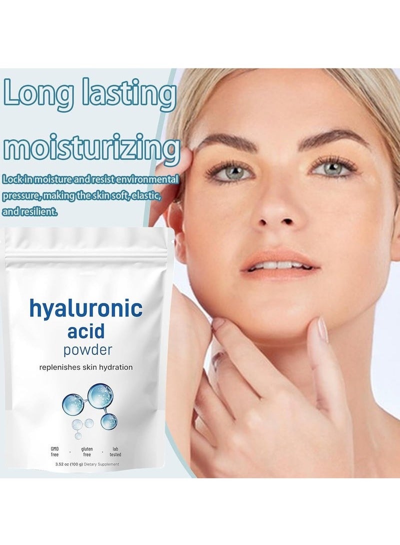 ATRJSZ Hyaluronic Acid Powder, Natural Hydrating Deep Hydration Face Powder 100g, Skin Hydration and Moisture Support Supplements, Water Soluble Facial Moisturizer for Smooths All Skin Types - Image 4