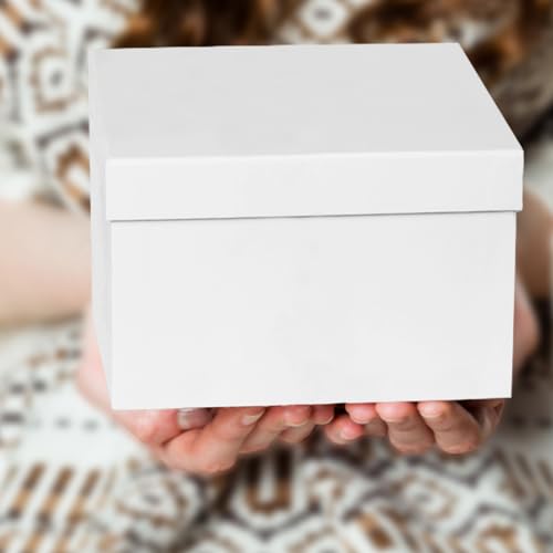 CHARMGIFTBOX White Gift Boxes for Presents 4 Pack Nesting Gift Boxes with Lids，3.7“-6.4“ Assorted Sizes Square Stackable Boxes for Birthday Wedding Christmas Party Gift Wrapping - Image 5
