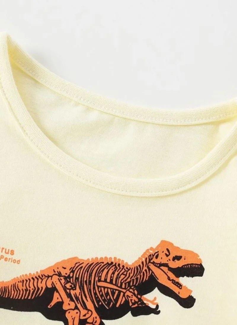 YUNIQEE Cream Graphic Printed Round Neck T-shirt