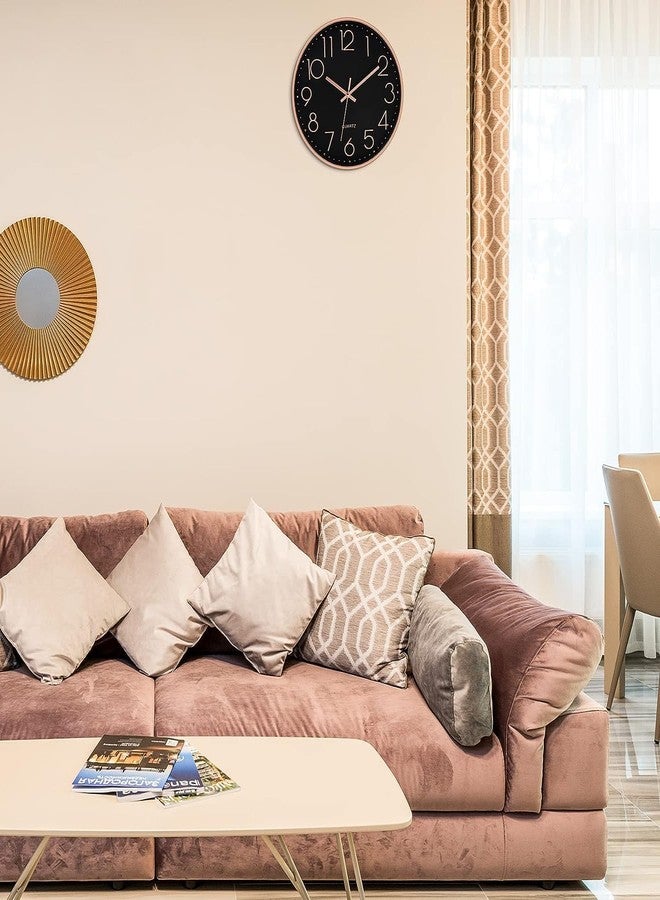 Rellon Industries Wall Clock for Living Room Stylish Modern Round 3D Decorative Design for Home/Office/Kitchen/Bedroom/Living Room, Easy to Read(12 inch) (White Rose Gold) (Black Rose Gold) - Image 5