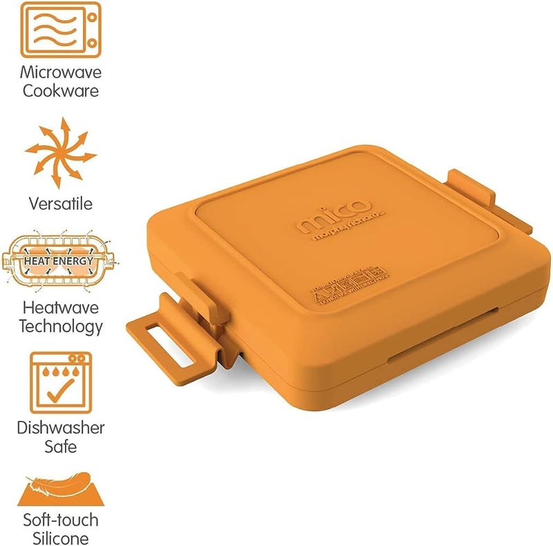 Morphy Richards Mico Microwave Toastie Sandwich Maker and Grill, Silicone Microwaveable Cookware, Non-stick Coating, Heatwave Technology, Orange, 511644 - Image 2