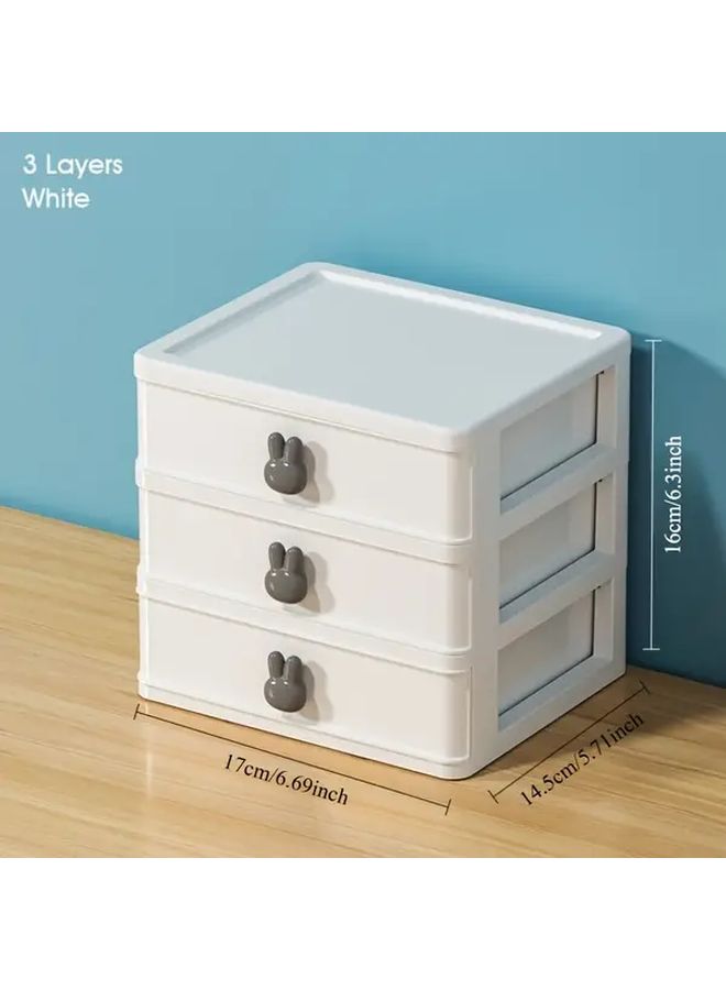 Transparent Desktop Organizer With Drawers Plastic Storage Box Office Home - Image 3