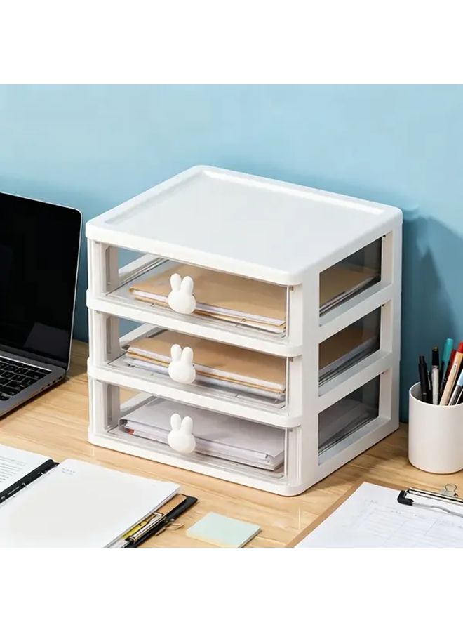 Transparent Desktop Organizer With Drawers Plastic Storage Box Office Home - Image 1