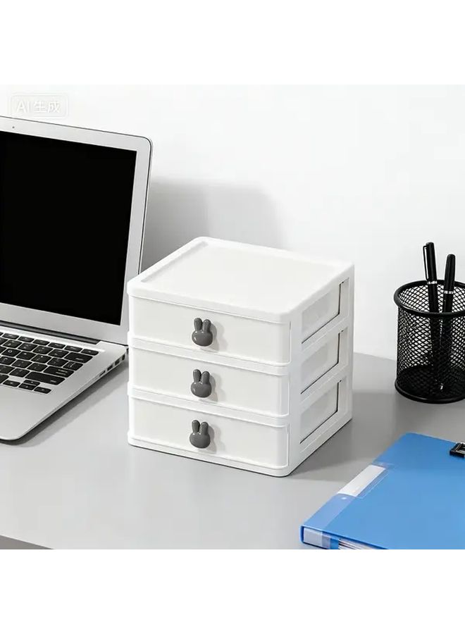 Transparent Desktop Organizer With Drawers Plastic Storage Box Office Home - Image 4