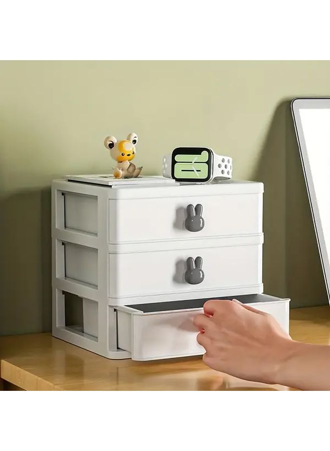 Transparent Desktop Organizer With Drawers Plastic Storage Box Office Home - Image 5