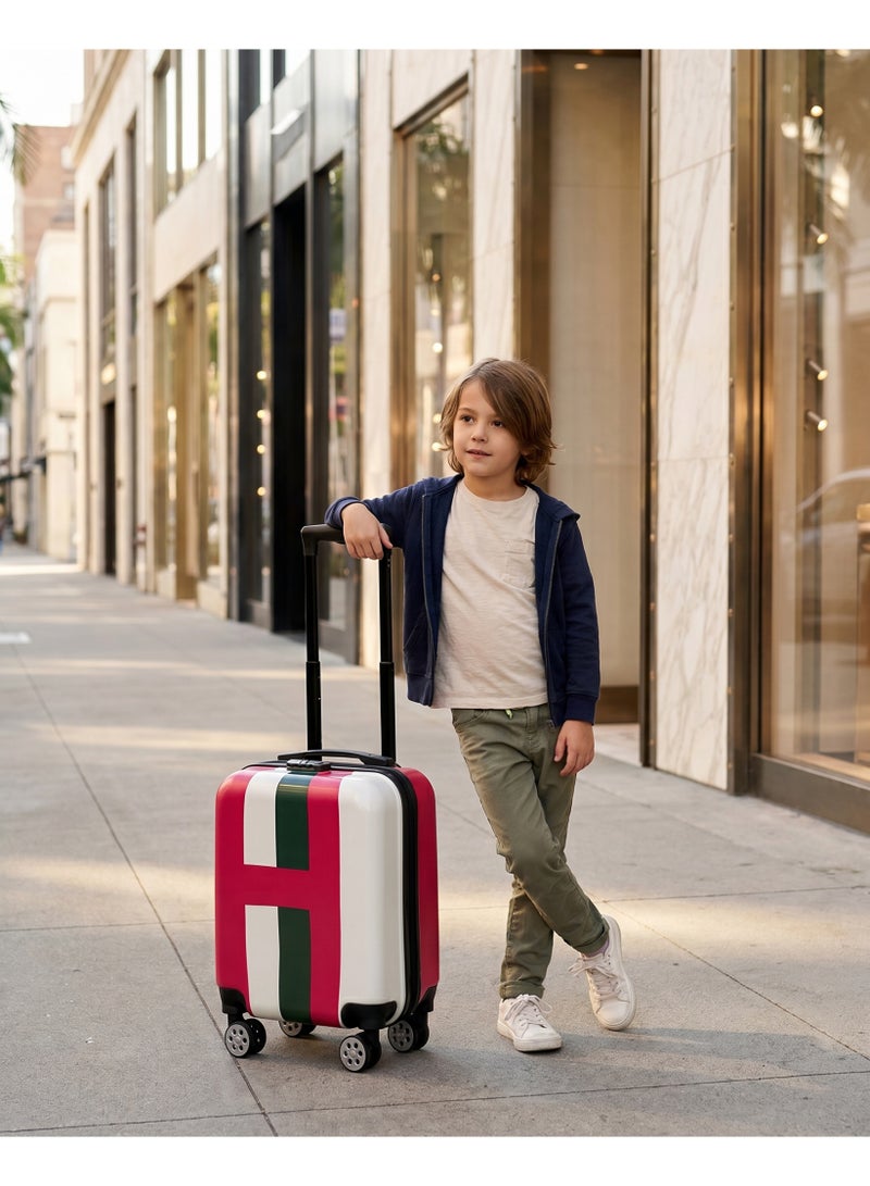 ZAAPPY Kids Stripe Printed ABS Lightweight 17 Inch (7kg) Cabin Size Luggage, 8 Wheels, Combination Lock Suitcase - Image 2