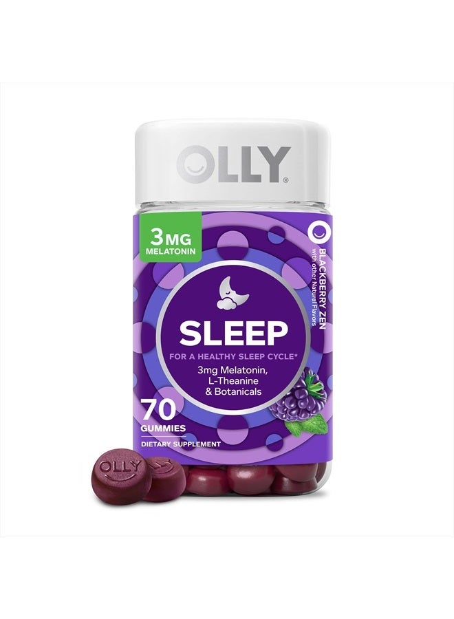 OLLY Sleep Gummy, Occasional Sleep Support, 3 mg Melatonin, L-Theanine, Chamomile, Lemon Balm, Sleep Aid, Blackberry - 70 Count - Image 1