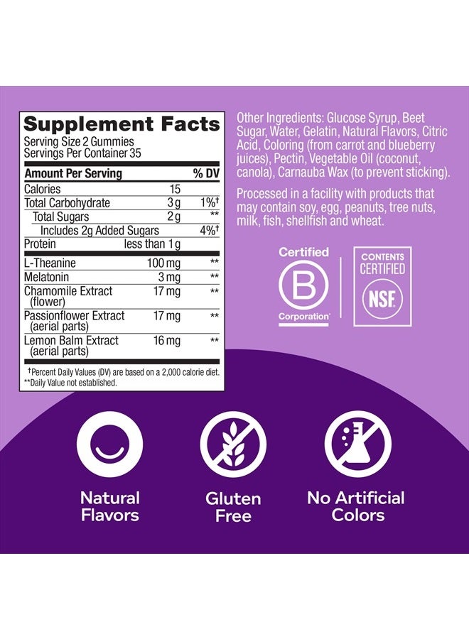 OLLY Sleep Gummy, Occasional Sleep Support, 3 mg Melatonin, L-Theanine, Chamomile, Lemon Balm, Sleep Aid, Blackberry - 70 Count - Image 4