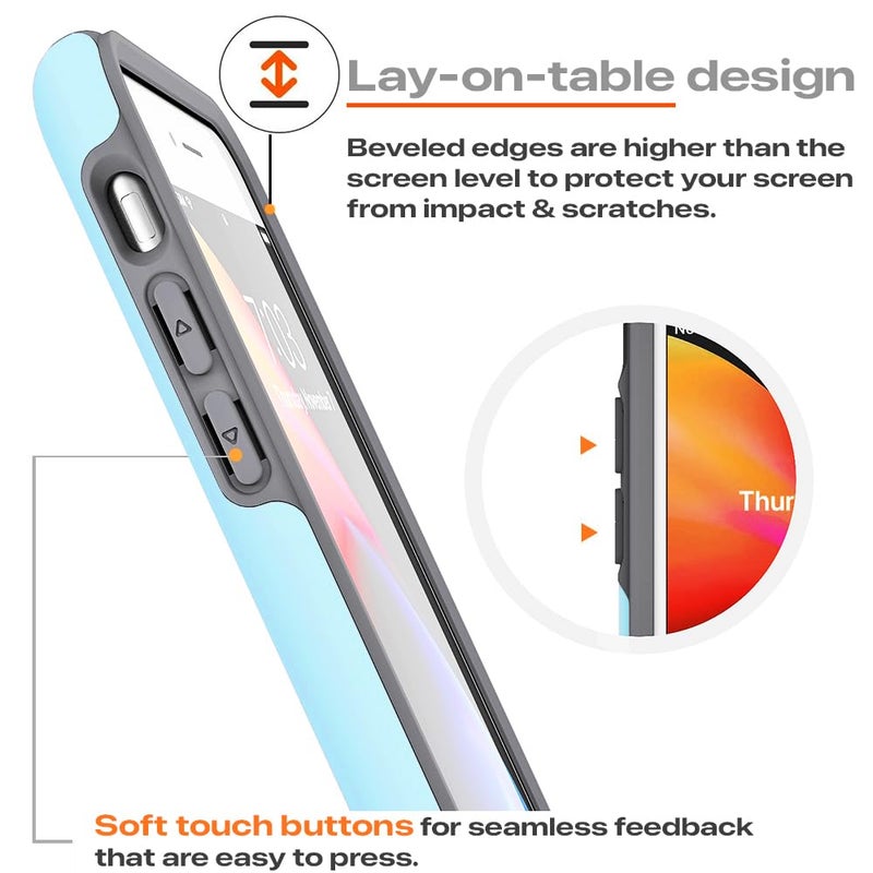 TEAM LUXURY Case for iPhone se (2022/2020), iPhone 8, iPhone 7 case - Shockproof Slim Protective Cover Compatible with Wireless Charging - (Sky Blue/Gray) - Image 3