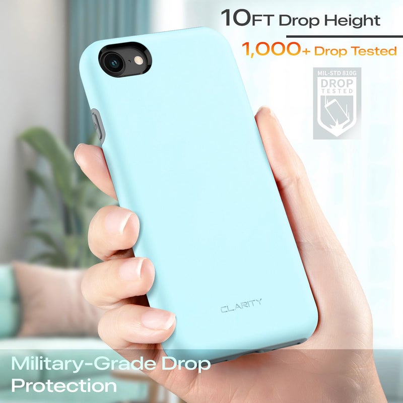 TEAM LUXURY Case for iPhone se (2022/2020), iPhone 8, iPhone 7 case - Shockproof Slim Protective Cover Compatible with Wireless Charging - (Sky Blue/Gray) - Image 4