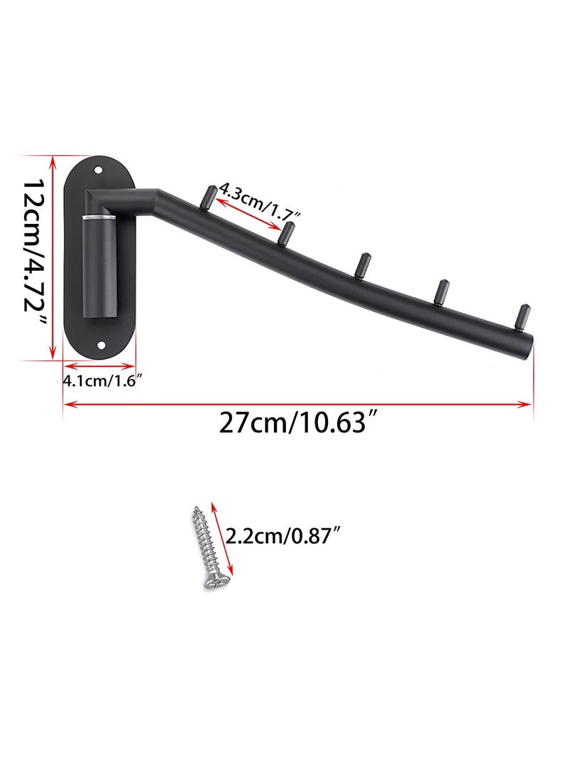 Beauenty Folding Wall Mounted Clothes Hanger Rack with Swing Arm Stainless Steel Heavy Duty Coat Hook, Sturdy Coat Robe Storage Organizer for Laundry Room Bedrooms Clothing Drying Rack, Black - Image 4