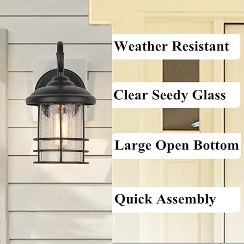 MICSIU 1-Pack 5.5" Narrow Oil Rubbed Bronze Outdoor Wall Sconce, 9.8" Rustic Farmhouse Porch Light with Seedy Glass, Anti-Rust Exterior Fixture for Slim Column, Garage, Patio, Front Door Sidelight - Image 5