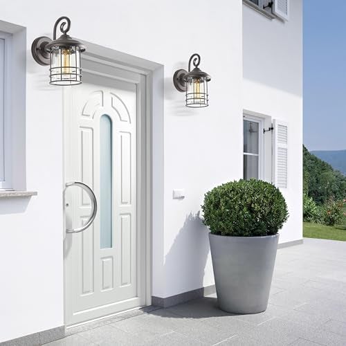 MICSIU 1-Pack 5.5" Narrow Oil Rubbed Bronze Outdoor Wall Sconce, 9.8" Rustic Farmhouse Porch Light with Seedy Glass, Anti-Rust Exterior Fixture for Slim Column, Garage, Patio, Front Door Sidelight - Image 3