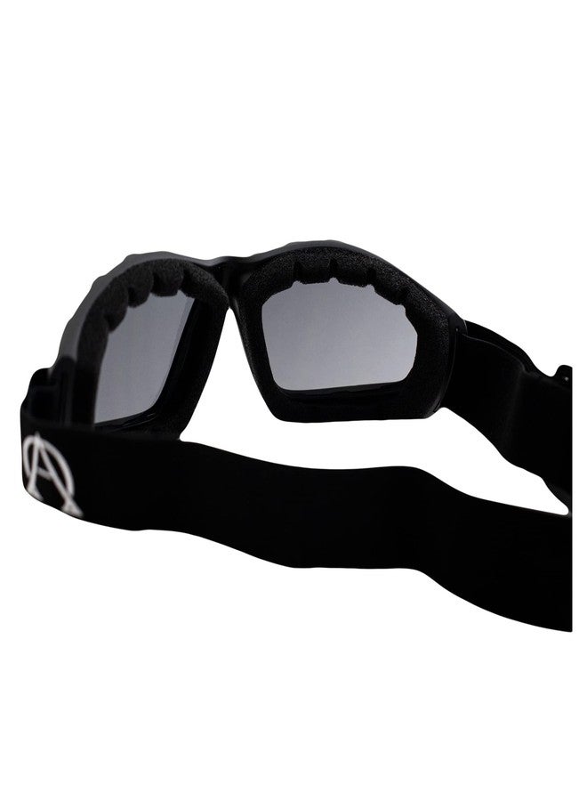 Alpha Omega Sports & Motorcycle Safety Riding Goggles Z87.1 Wraparound Padded Black Frame w/Smoke Lens - Image 5