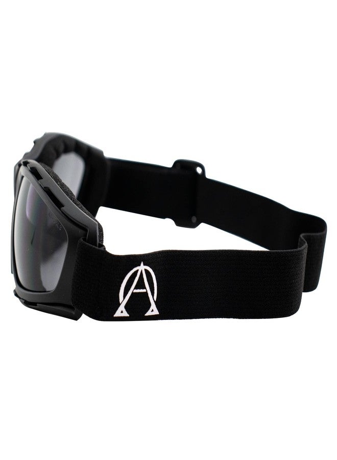 Alpha Omega Sports & Motorcycle Safety Riding Goggles Z87.1 Wraparound Padded Black Frame w/Smoke Lens - Image 3