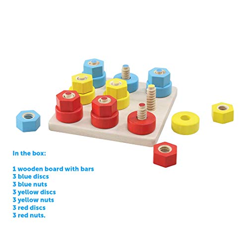 Brainsmith Premium Wooden Activity Toy for Toddlers – Color Sorter Nut Bolt Screw Set – Fine Motor Skills Educational Toy – Safe Montessori Toys for Kids – Hand-Eye Coordination (18 Months - 4 Years) - Image 3