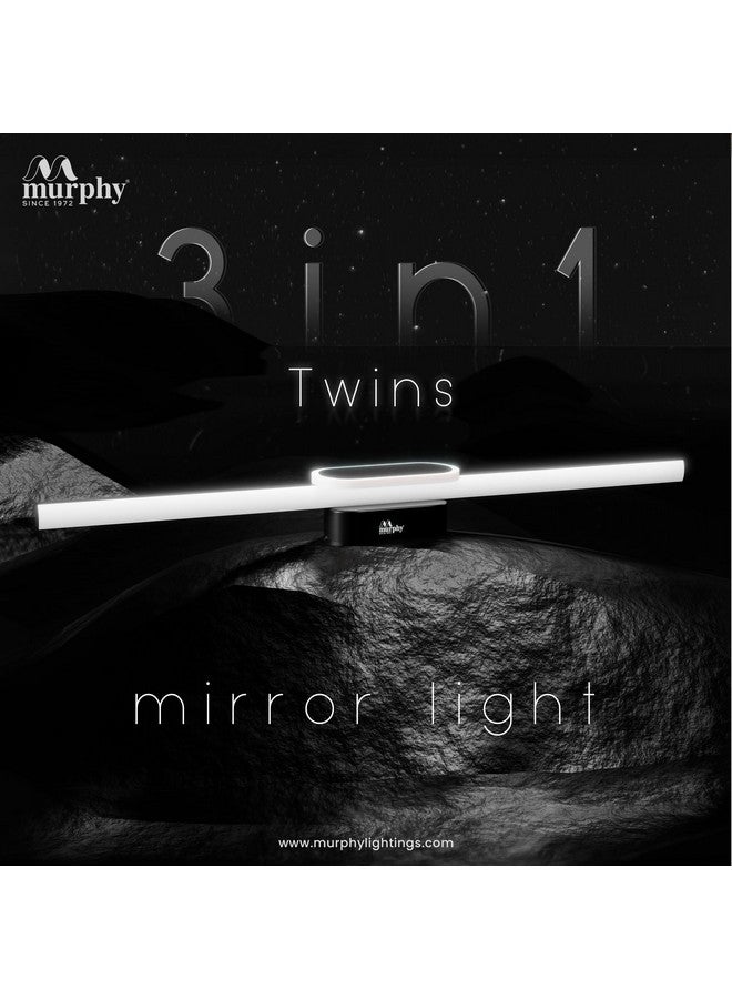 MURPHY Murphy Aluminium 16+2W Black Finish Led Picture Photo Frame Light/Bathroom Dressing Table Light With 3 Color Changing Light (White,Warm White And Natural White), Pack Of 2  - Image 2