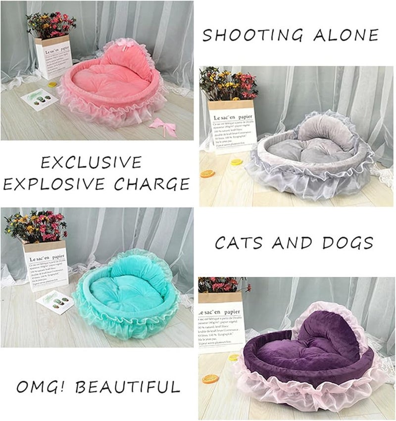 Purple Small Dog Bed Princess Nest with Detachable Cushion for Puppy Kitten - Image 3