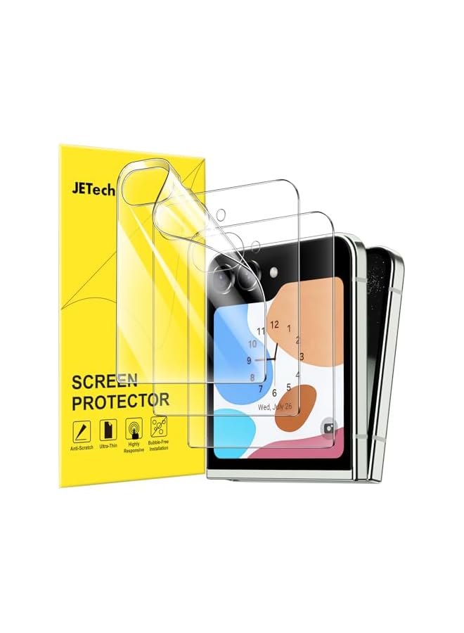 JETech Front Screen Protector for Samsung Galaxy Z Flip 5, Full Coverage PET Film, Case Friendly, HD Clear, 3-Pack - Image 1