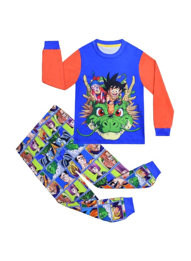 Dragon Ball Print Pajama Set Long Sleeve Top and Long Pants Sleepwear Soft Casual Home Outfit Multiple Sizes Available - Image 1