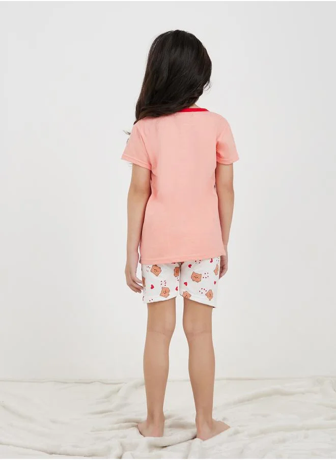 Styli Cartoon Printed T-Shirt & Short Pyjama Set