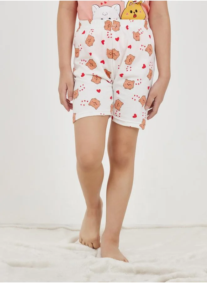 Styli Cartoon Printed T-Shirt & Short Pyjama Set