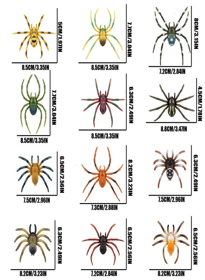 JOKFEICE Spider Toys 12 pcs Realistic Spider Figures Colorful Tarantula Figurines for Halloween Decor, Early Educational Toy, Birthday Party, Cake Topper for Kids - Image 2