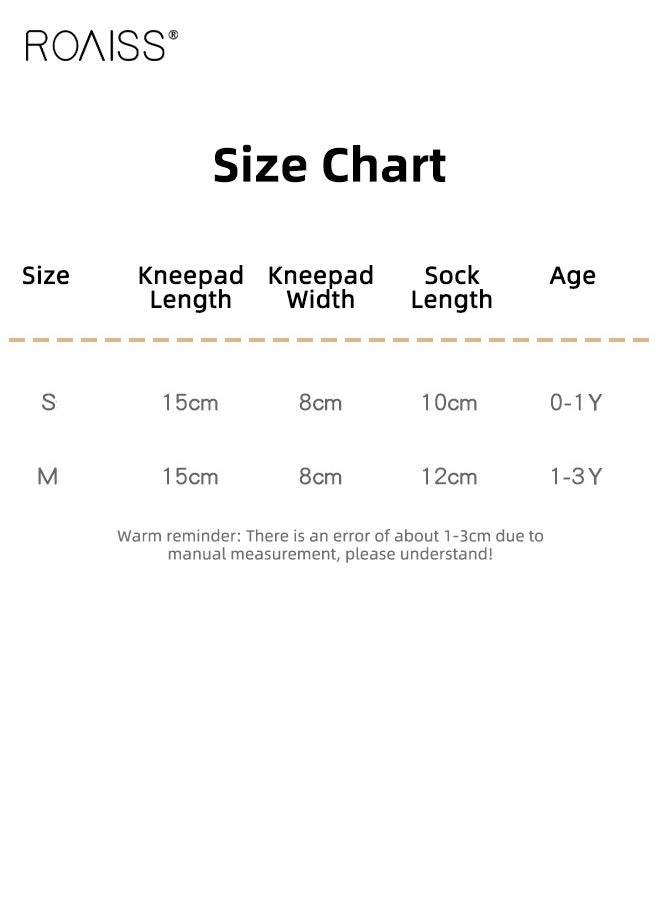 roaiss 5 Pairs Unisex Baby Crawling Anti-Slip Knee Pads and Socks Set, Stretchy Soft Anti-skid Socks and Knee Pads for Crawling and Walking, Non-Slip Ankle Socks with Adorable Patterns and Strong Grips - Image 5