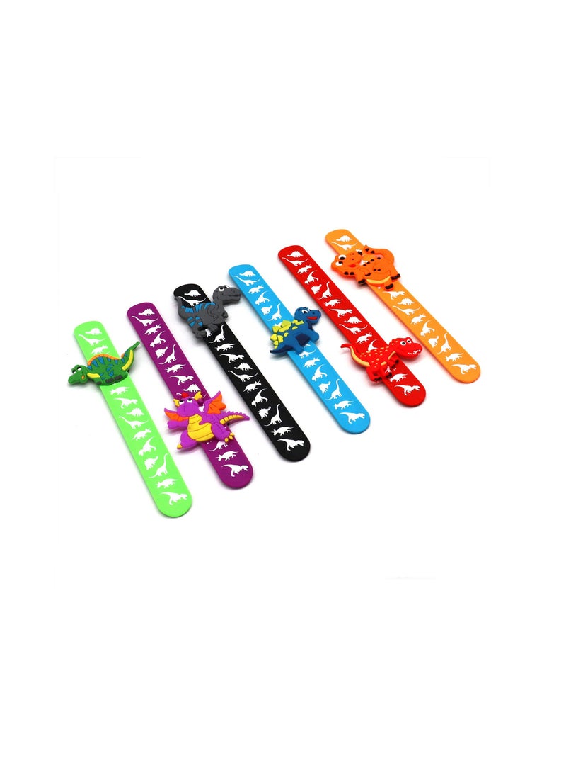 Excefore Dinosaur Silicone Wristbands, Dinosaur Theme Slap Bracelets Party Favors Dinosaur Silicone Wristbands Boys&Girls Dinosaur Theme Party Supplies Carnival Prizes Suit Classroom Exchanging Gifts (6pack)  - Image 1