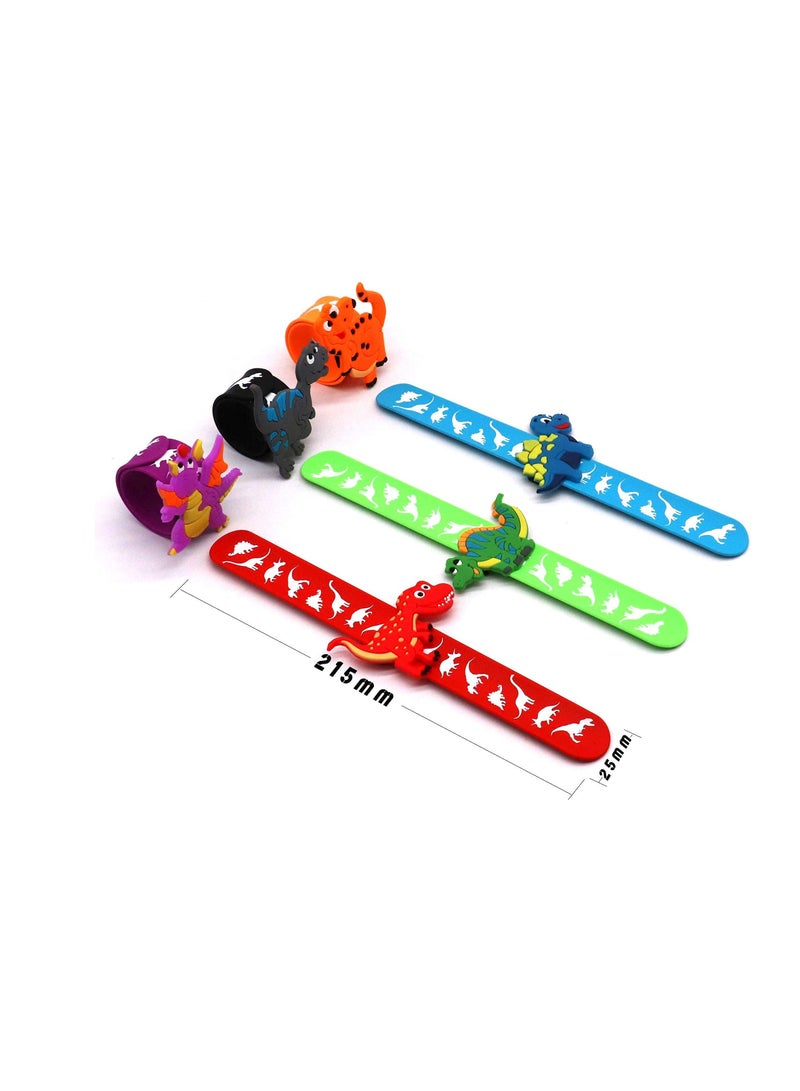 Excefore Dinosaur Silicone Wristbands, Dinosaur Theme Slap Bracelets Party Favors Dinosaur Silicone Wristbands Boys&Girls Dinosaur Theme Party Supplies Carnival Prizes Suit Classroom Exchanging Gifts (6pack)  - Image 2