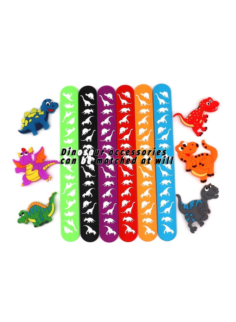 Excefore Dinosaur Silicone Wristbands, Dinosaur Theme Slap Bracelets Party Favors Dinosaur Silicone Wristbands Boys&Girls Dinosaur Theme Party Supplies Carnival Prizes Suit Classroom Exchanging Gifts (6pack)  - Image 3