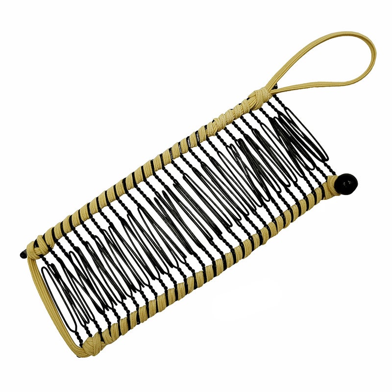 Banana Clip Comb Tool Stretchy Banana Hair Clip Ponytail Holder Double Comb Hair Accessory，Stretchable Banana Comb for Thick Stretch Hair 30 Teeth，Hair Clips for Women Yellow - Image 1