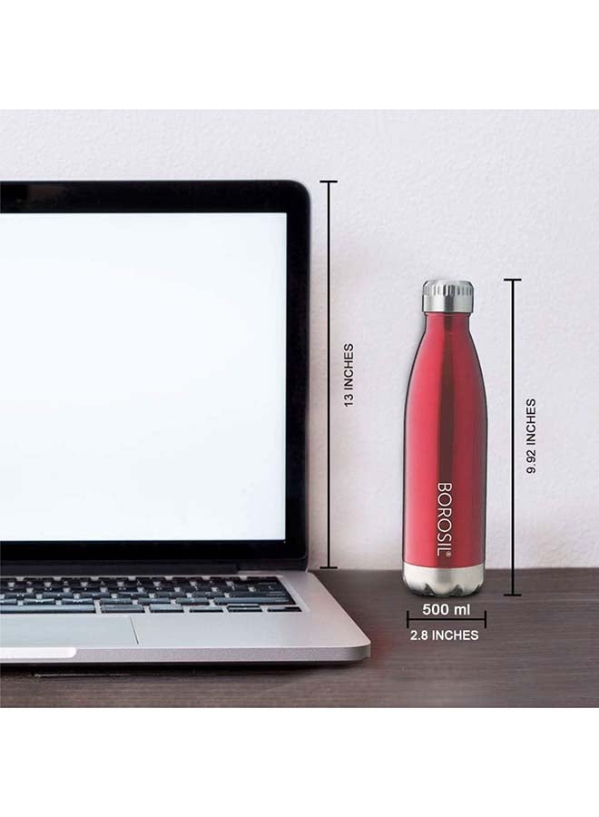 Borosil Vacuum Insulated Copper Coated Inner Trans Bolt Water Bottle, Sports Bottle, Yoga Bottle, Outdoor, Portableleak Proof, Reusable Water Bottle Red, 500 Ml, Fgbol0500Rd - Image 4