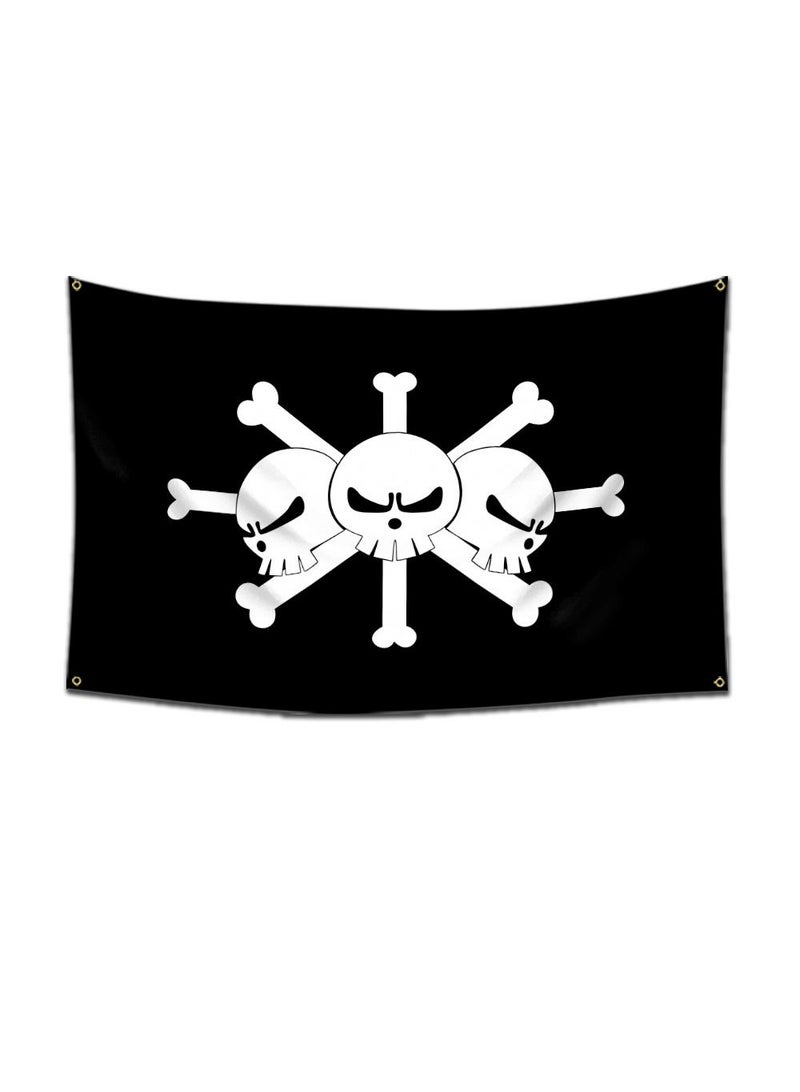 General 1-Pieces Polyester Flag ONE PIECE Cartoon Flag Design Cosplay Pirate Flag Straw Hat Luffy Print Room Decor with Corners Buckle 60*90cm Black-A15  - Image 1