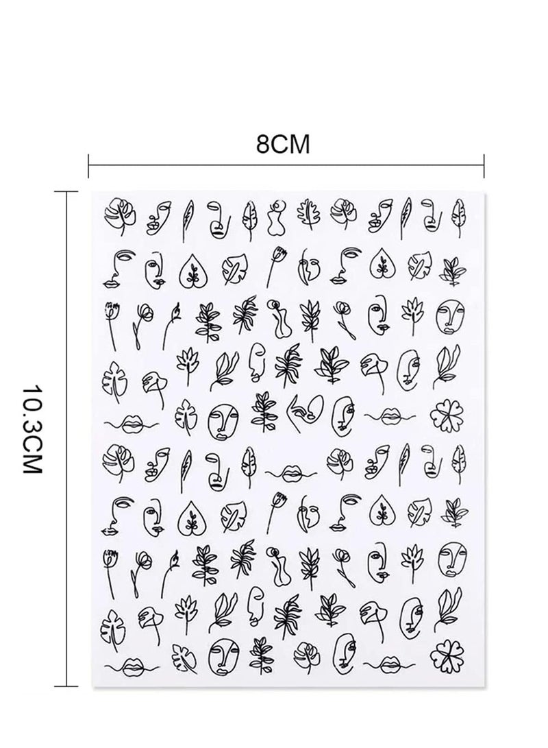 Excefore Nail Art Stickers,Graffiti Fun Abstract Nail Decals 3D Self Adhesive Abstract Lady Face Rose Leaf Nail Design Manicure Tips Nail Decoration for Women Girls Kids (6 Sheets) - Image 5