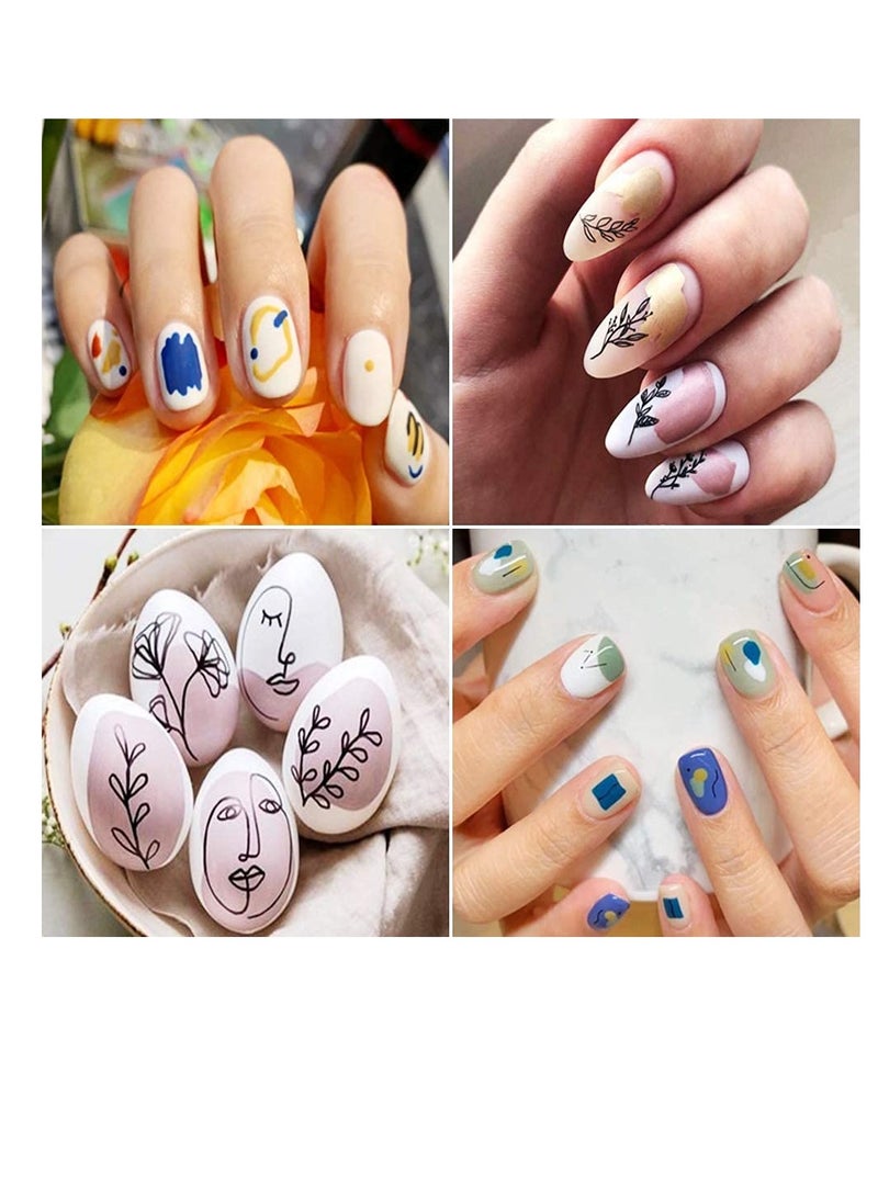 Excefore Nail Art Stickers,Graffiti Fun Abstract Nail Decals 3D Self Adhesive Abstract Lady Face Rose Leaf Nail Design Manicure Tips Nail Decoration for Women Girls Kids (6 Sheets) - Image 3