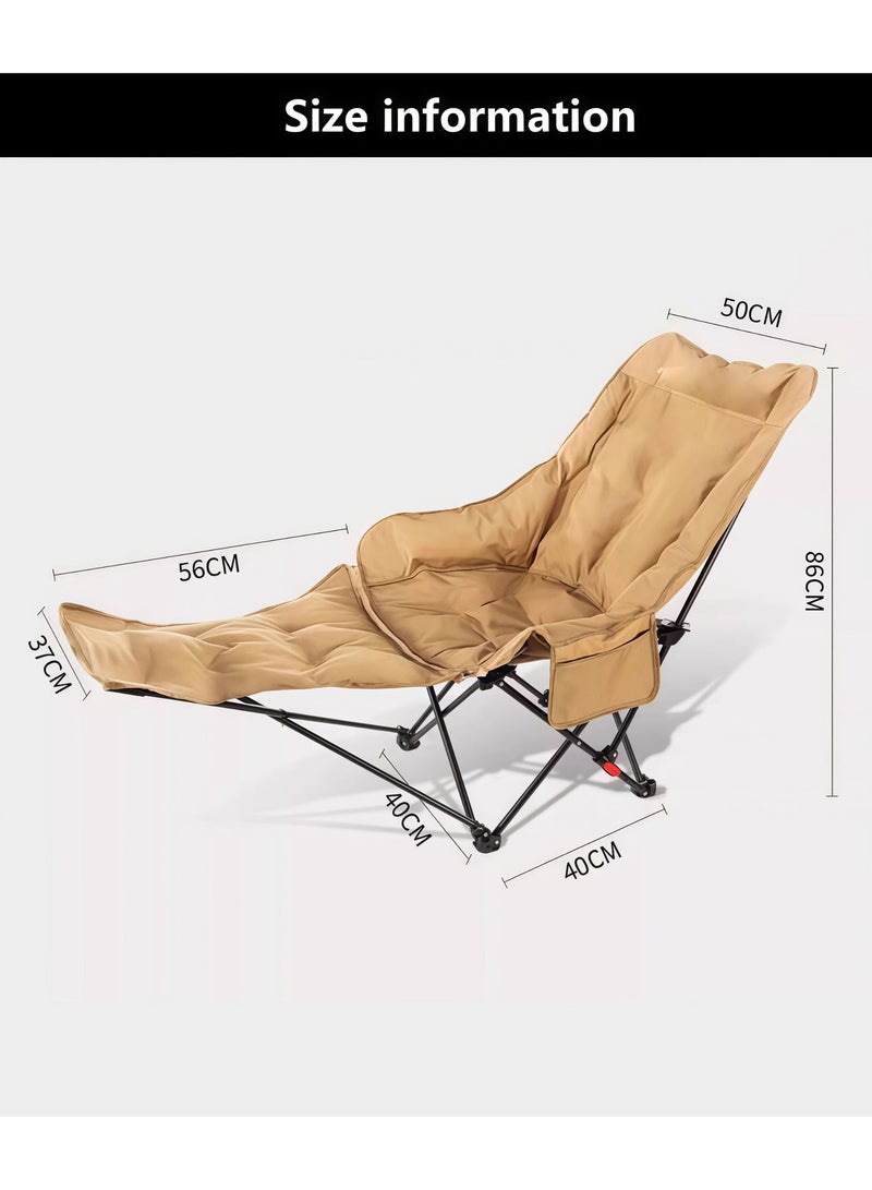 BS Folding chair filled with cotton | Portable  Seat for Adults | Detachable footrest | Multi-Purpose Chair for Camping, Hiking, Car Travel, Road Trips, Beach, Disaster Preparedness, Outdoor Survival （Khaki） - Image 2