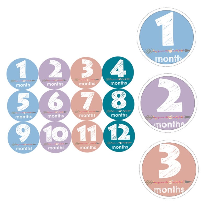 12 Pcs Baby Month Stickers Photo Props Milestone Tracking Growth Decoration - Image 3