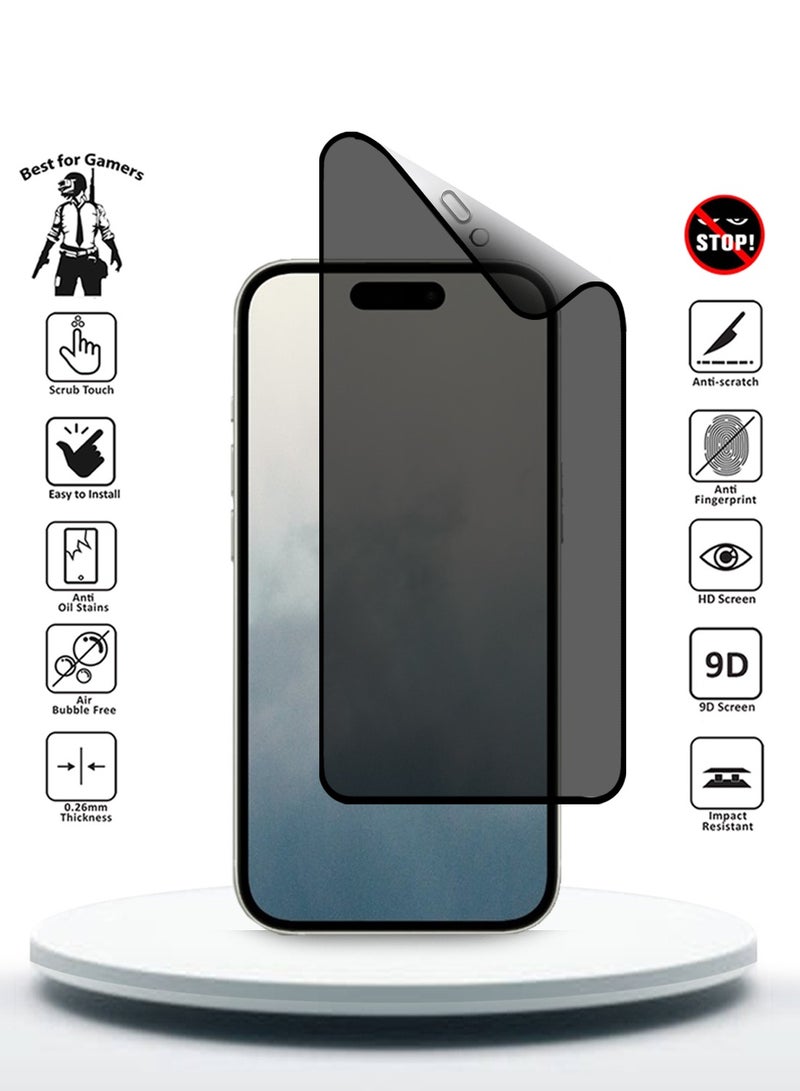 Wtech Apple iPhone 16 2024 Nano Ceramic Privacy Full Glue Full Cover Matte Flexible Screen Protector (MSCNMP) - Clear/Black - Image 2