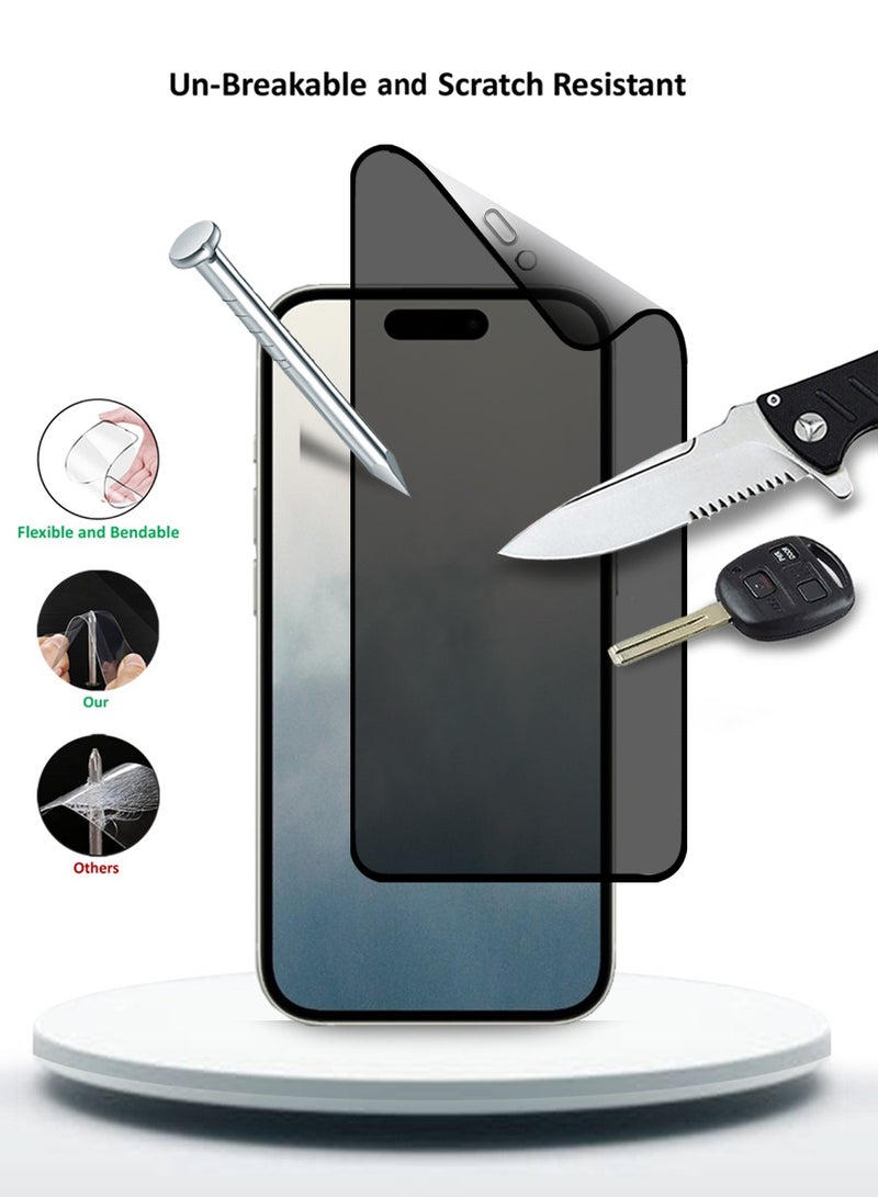 Wtech Apple iPhone 16 2024 Nano Ceramic Privacy Full Glue Full Cover Matte Flexible Screen Protector (MSCNMP) - Clear/Black - Image 4