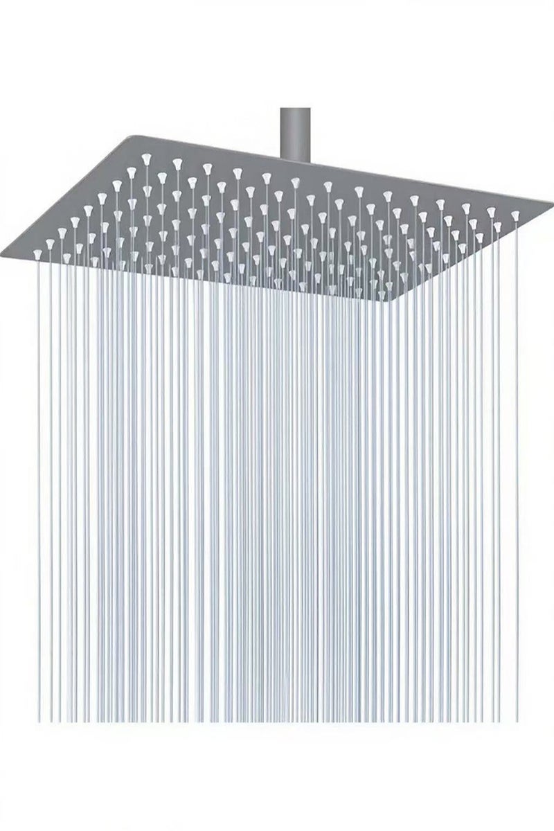 هالونهي رأس دش مطري مستطيل الشكل مقاس 12 × 8 بوصة، مصنوع من الفولاذ المقاوم للصدأ 304، رأس دش مطري غزير عالي التدفق، رأس دش مربع للحمام على شكل شلال، مثبت في السقف أو الحائط (رمادي) - Image 1