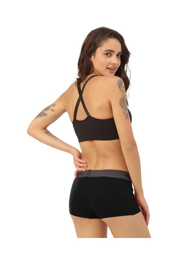 Freecultr - FREECULTR Women's Underwear Antibacterial Micromodal Airsoft | Boy Short - Non-Itch, No Chafing, Sweat-Proof Comfort Size L Pack of 1-Pot Black - Image 1