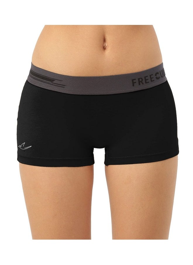 Freecultr - FREECULTR Women's Underwear Antibacterial Micromodal Airsoft | Boy Short - Non-Itch, No Chafing, Sweat-Proof Comfort Size L Pack of 1-Pot Black - Image 1