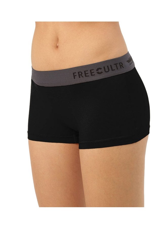 Freecultr - FREECULTR Women's Underwear Antibacterial Micromodal Airsoft | Boy Short - Non-Itch, No Chafing, Sweat-Proof Comfort Size L Pack of 1-Pot Black - Image 1