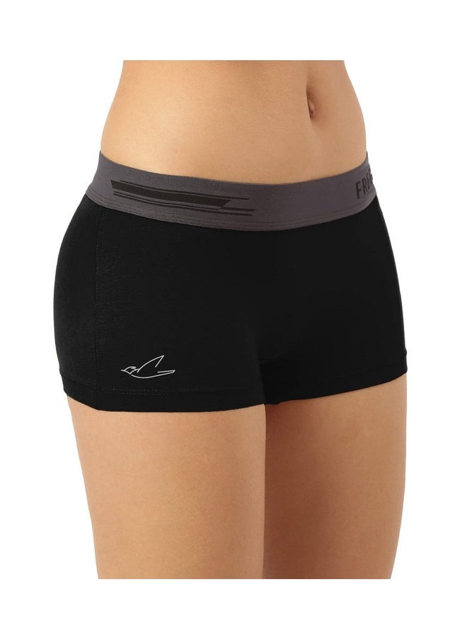 Freecultr - FREECULTR Women's Underwear Antibacterial Micromodal Airsoft | Boy Short - Non-Itch, No Chafing, Sweat-Proof Comfort Size L Pack of 1-Pot Black - Image 1