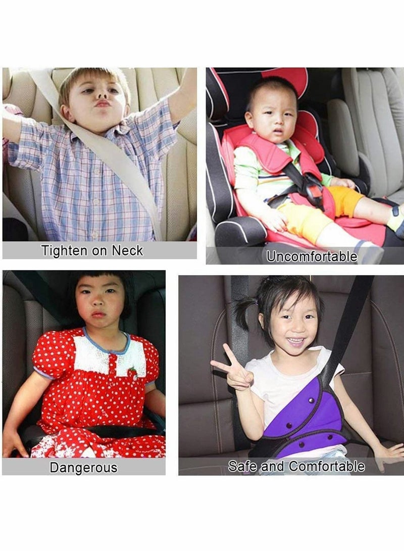KASTWAVE Baby Kid Seat Belt Seatbelt Clip Seat Belt Adjustable Knob Belt Child Car Safety Cover Harness Strap Cars Adjuster Pad Purple + Blue - Image 4