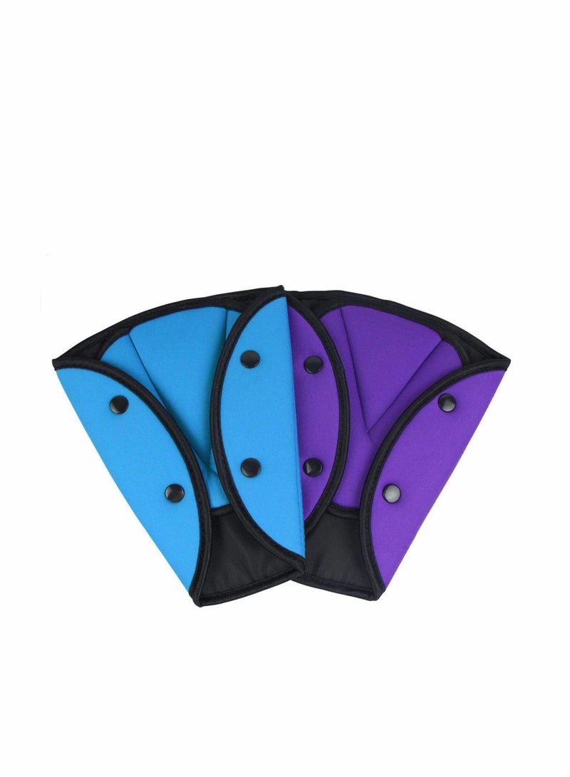 KASTWAVE Baby Kid Seat Belt Seatbelt Clip Seat Belt Adjustable Knob Belt Child Car Safety Cover Harness Strap Cars Adjuster Pad Purple + Blue - Image 1