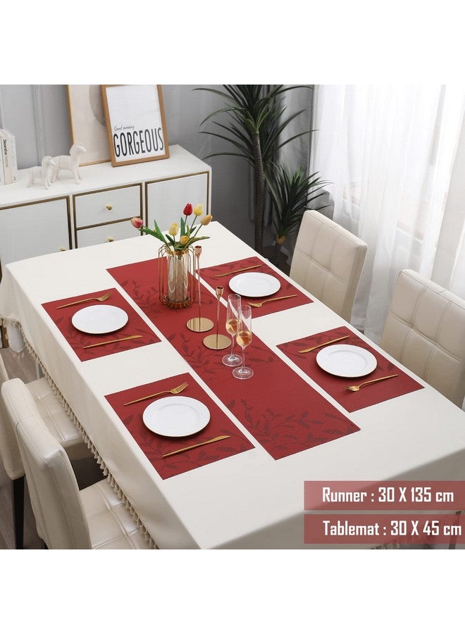 HOKIPO HOKIPO PVC Dinner Mats Set of 4 with Runner for Dining Table 4 Seater (AR3133)  - Image 5
