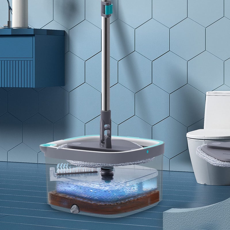 True & Tidy يتضمن نظام الممسحة والدلو True & Tidy True Clean ممسحة دوارة مربعة ودلو ممسحة مزدوج الحجرة ووسادات ممسحة سميكة قابلة للغسل في الغسالة (ممسحة دوارة مع صندوق هدايا) - Image 4
