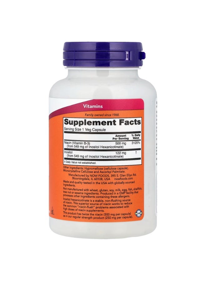 now Flush-Free Niacin, 500 mg, 90 Veg Capsules - Image 2